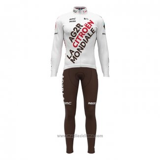 2022 Abbigliamento Ciclismo Ag2r La Mondiale Bianco Manica Lunga e Salopette