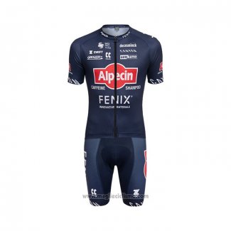 2022 Abbigliamento Ciclismo Alpecin Fenix Scuro Blu Manica Corta e Salopette