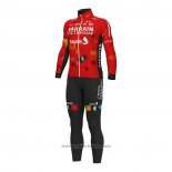 2022 Abbigliamento Ciclismo Bahrain Victorious Rosso Manica Lunga e Salopette
