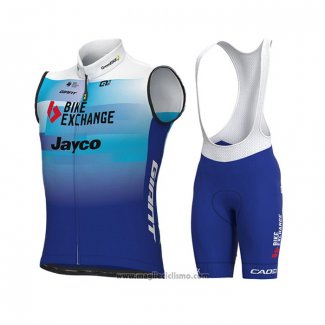 2022 Gilet Antivento Bike Exchange Blu Manica Corta e Salopette