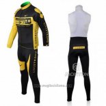 2009 Abbigliamento Ciclismo Livestrong Giallo e Nero Manica Lunga e Salopette