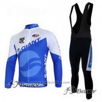 2011 Abbigliamento Ciclismo Giant Blu e Bianco Manica Lunga e Salopette