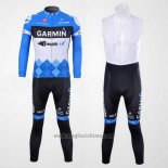 2012 Abbigliamento Ciclismo Garmin Cervelo Bianco e Celeste Manica Lunga e Salopette