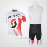 2012 Abbigliamento Ciclismo Scott Bianco e Rosso Manica Corta e Salopette