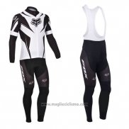 2013 Abbigliamento Ciclismo Fox Bianco e Nero Manica Lunga e Salopette