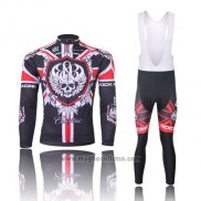 2013 Abbigliamento Ciclismo Rock Racing Nero e Rosso Manica Lunga e Salopette