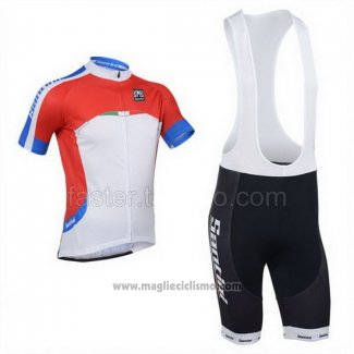 2013 Abbigliamento Ciclismo Santini Rosso e Bianco Manica Corta e Salopette