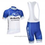 2013 Abbigliamento Ciclismo Subaru Bianco e Celeste Manica Corta e Salopette