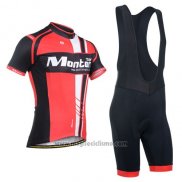 2014 Abbigliamento Ciclismo Monton Nero e Rosso Manica Corta e Salopette