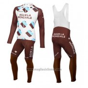 2015 Abbigliamento Ciclismo Ag2rla Marrone Manica Lunga e Salopette