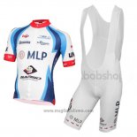 2015 Abbigliamento Ciclismo MLP Team Bergstrasse Bianco e Blu Manica Corta e Salopette