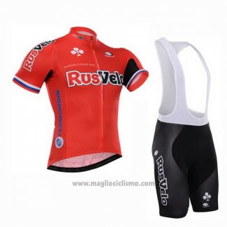 2015 Abbigliamento Ciclismo Rusvelo Rosso Manica Corta e Salopette