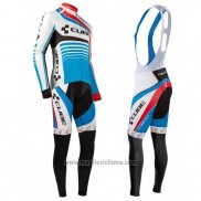 2016 Abbigliamento Ciclismo Cube Blu e Bianco Manica Lunga e Salopette