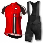 2016 Abbigliamento Ciclismo Donne Assos Nero e Rosso Manica Corta e Salopette