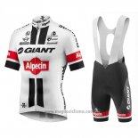 2016 Abbigliamento Ciclismo Giant Alpecin Bianco e Rosso Manica Corta e Salopette