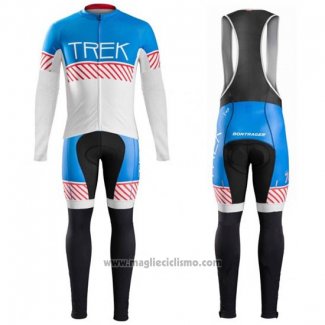 2016 Abbigliamento Ciclismo Trek Bontrager Blu e Bianco Manica Lunga e Salopette