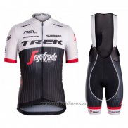 2016 Abbigliamento Ciclismo Trek Segafredo Nero e Bianco Manica Corta e Salopette