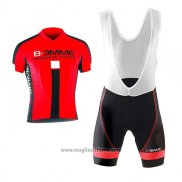 2017 Abbigliamento Ciclismo Biemme Identity Nero e Rosso Manica Corta e Salopette