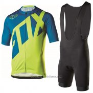 2017 Abbigliamento Ciclismo Fox Livewire Blu e Verde Manica Corta e Salopette