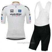 2017 Abbigliamento Ciclismo Giro d'Italia Bianco Manica Corta e Salopette