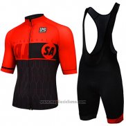 2017 Abbigliamento Ciclismo Santini Rosso Manica Corta e Salopette