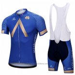 2018 Abbigliamento Ciclismo Aqua Blue Sport Blu Manica Corta e Salopette