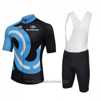 2018 Abbigliamento Ciclismo Bici Amore Mio Nero e Blu Manica Corta e Salopette