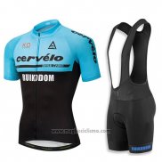 2018 Abbigliamento Ciclismo Cervelo Blu e Nero Manica Corta e Salopette