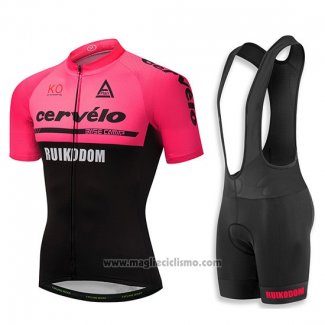 2018 Abbigliamento Ciclismo Cervelo Rosa e Nero Manica Corta e Salopette