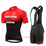 2018 Abbigliamento Ciclismo Cervelo Rosso e Nero Manica Corta e Salopette