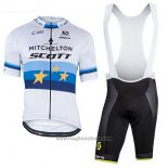 2018 Abbigliamento Ciclismo Mitchelton Scott Campione Europa Manica Corta e Salopette