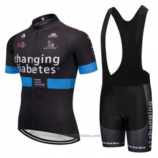 2018 Abbigliamento Ciclismo Novo Nordisk Nero e Blu Manica Corta e Salopette