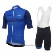 2018 Abbigliamento Ciclismo Santini Dama Blu e Nero Manica Corta e Salopette