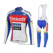 2018 Abbigliamento Ciclismo Tinkoff Saxo Bank Rosso Blu Manica Lunga e Salopette