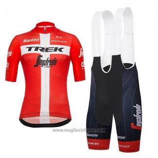 2018 Abbigliamento Ciclismo Trek Segafredo Campione Danimarca Manica Corta e Salopette