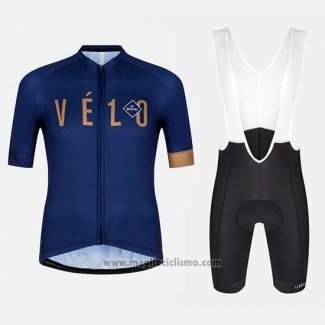 2018 Abbigliamento Ciclismo Velo Blu Arancione Manica Corta e Salopette