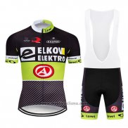 2019 Abbigliamento Ciclismo Elkov Elektro Nero Verde Manica Corta e Salopette