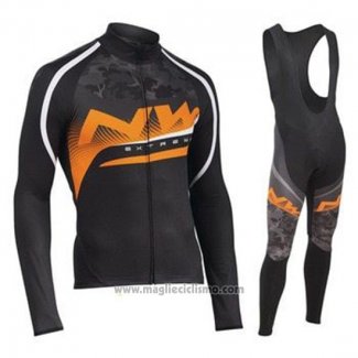 2019 Abbigliamento Ciclismo Northwave Arancione Nero Manica Lunga e Salopette