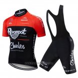 2019 Abbigliamento Ciclismo Roompot Charles Rosso Nero Manica Corta e Salopette