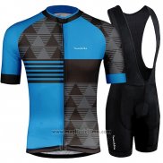 2019 Abbigliamento Ciclismo Runchita Blu Nero Manica Corta e Salopette