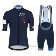 2019 Abbigliamento Ciclismo Tour de Suisse Spento Blu Bianco Manica Corta e Salopette