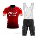 2020 Abbigliamento Ciclismo Arkea Samsic Rosso Nero Manica Corta e Salopette