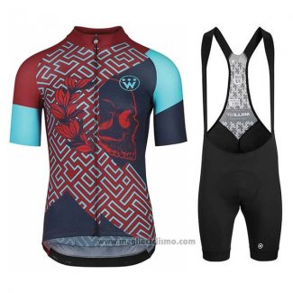 2020 Abbigliamento Ciclismo Assos Fastlane Wyndymilla Rosso Blu Manica Corta e Salopette