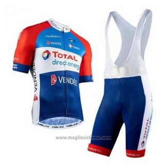 2020 Abbigliamento Ciclismo Direct Energie Rosso Blu Bianco Manica Corta e Salopette