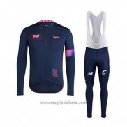 2020 Abbigliamento Ciclismo EF Education First-Drapac Spento Blu Manica Lunga e Salopette