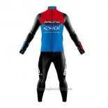 2020 Abbigliamento Ciclismo EKOI Rosso Blu Nero Manica Lunga e Salopette