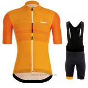 2020 Abbigliamento Ciclismo Rapha Arancione Manica Corta e Salopette