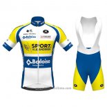 2020 Abbigliamento Ciclismo Sport Vlaanderen-Baloise Bianco Giallo Blu Manica Corta e Salopette