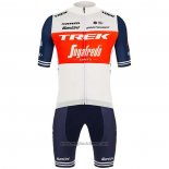 2020 Abbigliamento Ciclismo Trek Segafredo Bianco Scuro Blu Manica Corta e Salopette