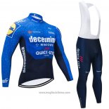 2021 Abbigliamento Ciclismo Deceuninck Quick Step Blu Nero Manica Lunga e Salopette
